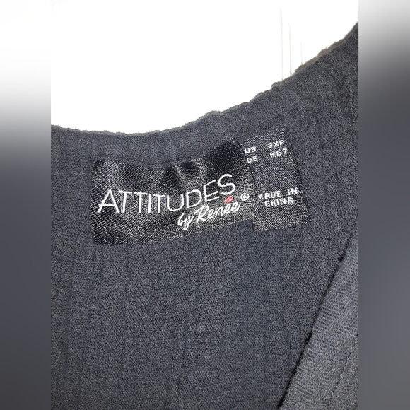 3x Attitudes by Renee Petite Riviera Sand Peasant Maxi Dress in Black - Picture 2 of 5